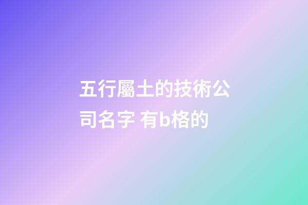 五行屬土的技術公司名字 有b格的-第1張-公司起名-玄機派